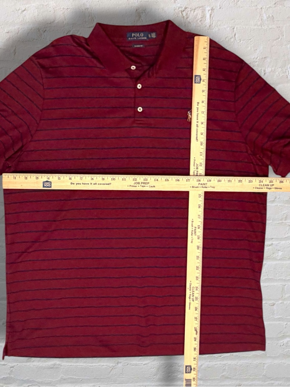 Polo Ralph Lauren Men’s XL Tall Classic Fit Burgundy Navy Stripe Polo Shirt - Picture 8 of 8